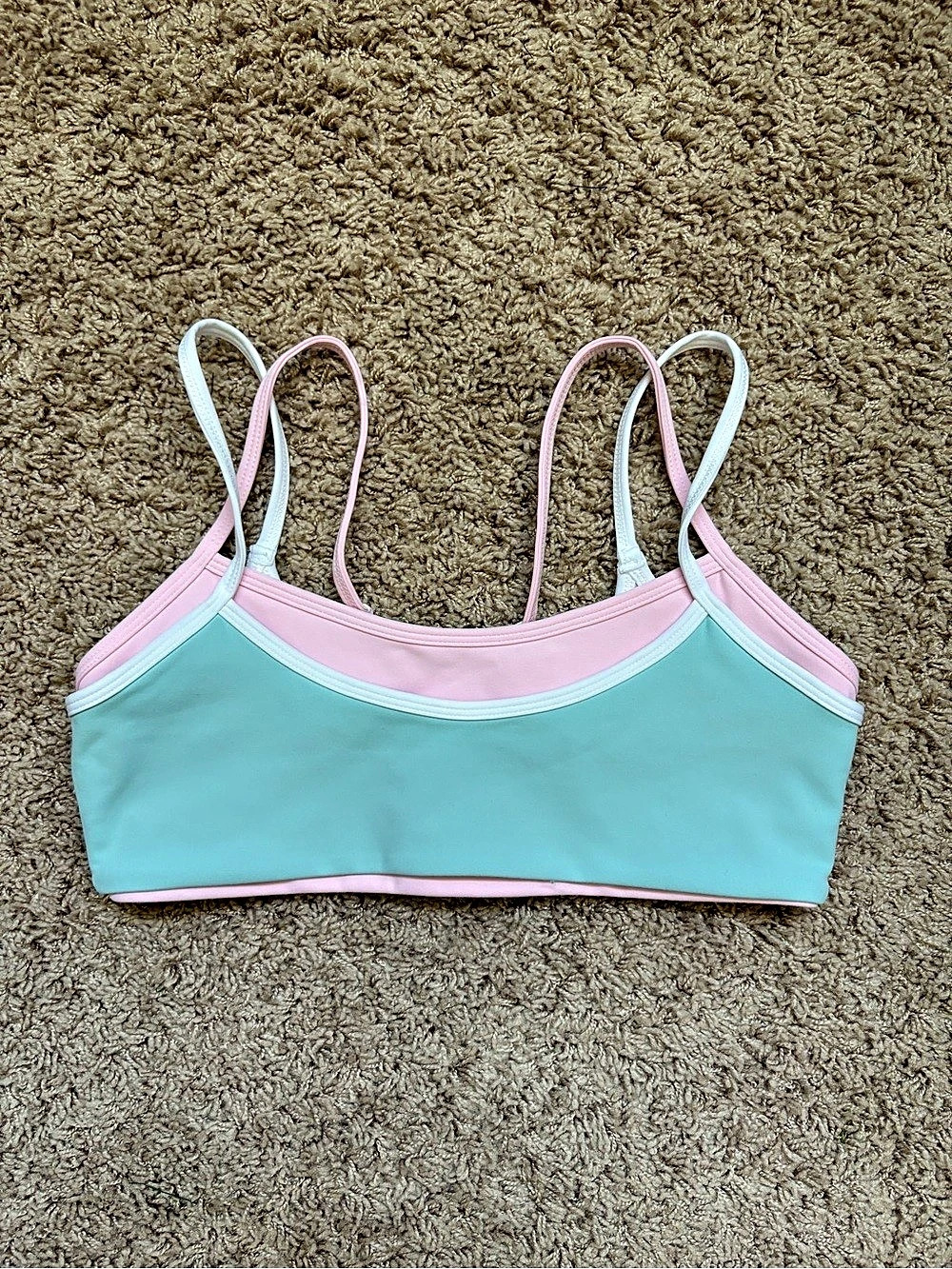 Liaison the Label Aqua and Soft Pink Double Layer Scoop Bra size M